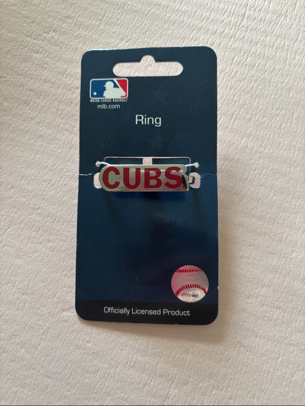 MLB Chicago Cubs Silver Ring with Red Lettering